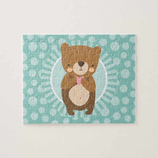 Cute Brown Teddy Bear Heart Legpuzzel (Horizontaal)