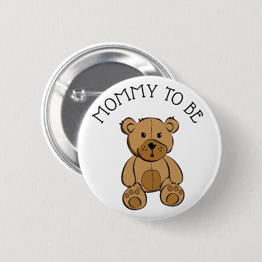 Cute Brown Teddy Bear mama om Button te worden (Voorkant /achterkant)