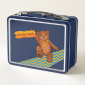 Cute Brown Teddy Bear Metal Lunch Box (Achterkant)
