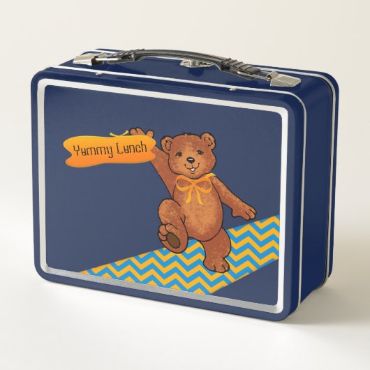 Cute Brown Teddy Bear Metal Lunch Box (Achterkant)