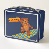 Cute Brown Teddy Bear Metal Lunch Box (Voorkant)