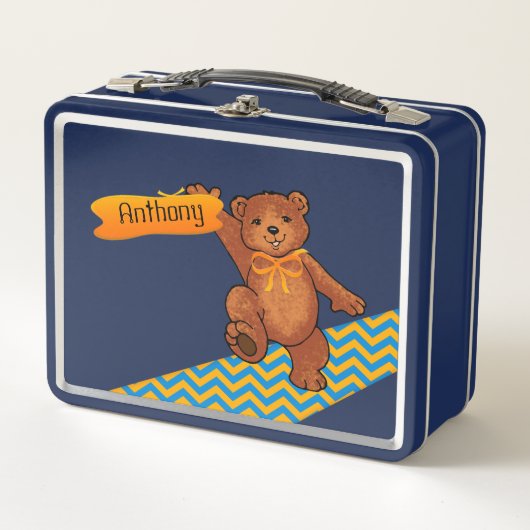 Cute Brown Teddy Bear Metal Lunch Box (Voorkant)