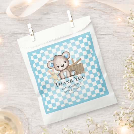 Cute Brown Teddy Bear Picnic Baby shower Bedankzakje (Geknipt)