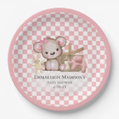 Cute Brown Teddy Bear Picnic Baby shower Papieren Bordje (Voorkant)