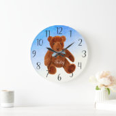 Cute Brown Teddy Bear Waterverf Artwork Watch Grote Klok (Huis)