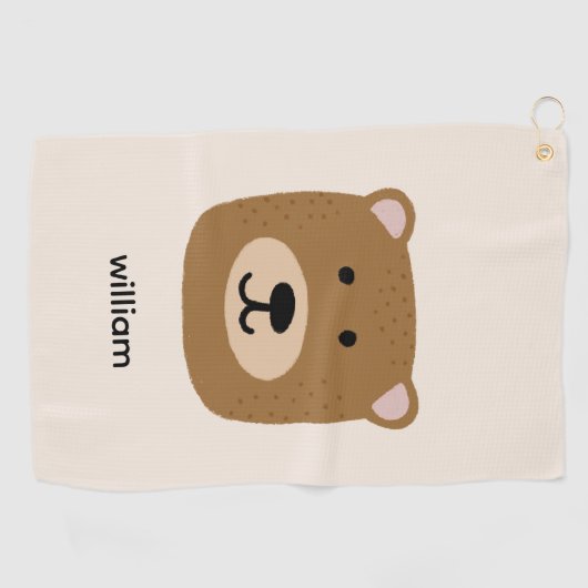 Cute brown teddy beer golfhanddoek (Horizontaal)