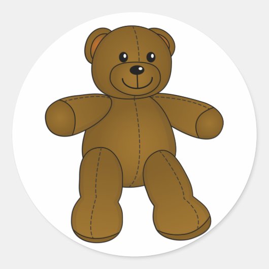 Cute brown teddy beer ronde sticker (Voorkant)