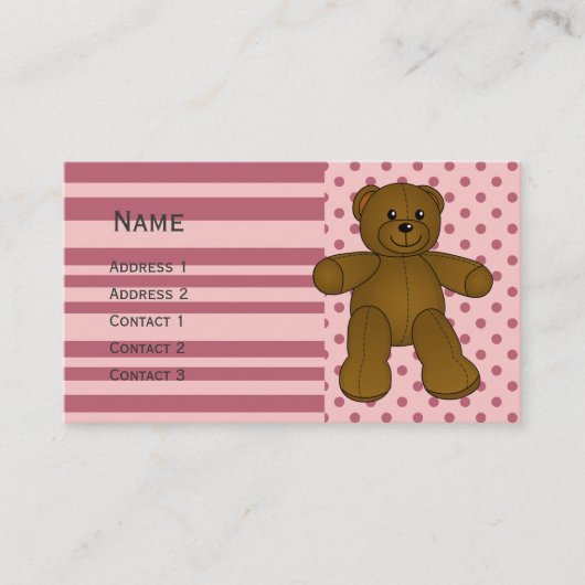 Cute brown teddy beer visitekaartje (Voorkant)