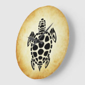 Cute Brown Tribal Tortoise Turtle Grote Klok (Hoek)