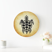 Cute Brown Tribal Tortoise Turtle Grote Klok (Huis)