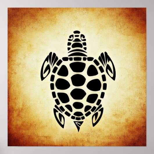 Cute Brown Tribal Tortoise Turtle Poster (Voorkant)