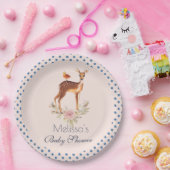 Cute Brown Waterverf Deer Rustic Baby shower Papieren Bordje (Feest)