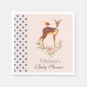 Cute Brown Waterverf Deer Rustic Baby shower Servet