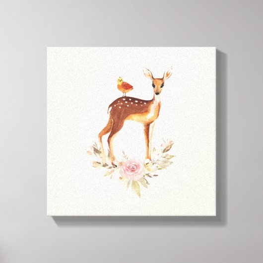 Cute Brown Waterverf Deer Rustic Canvas Afdruk (Voorkant)