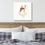 Cute Brown Waterverf Deer Rustic Canvas Afdruk (Insitu (Slaapkamer))