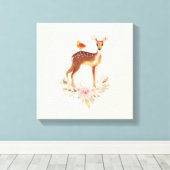 Cute Brown Waterverf Deer Rustic Canvas Afdruk (Insitu (Houten vloer))