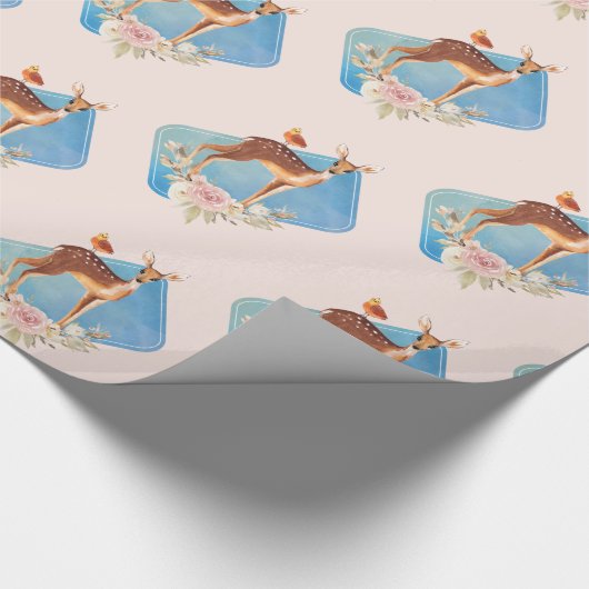 Cute Brown Waterverf Deer Rustic Elegance Cadeaupapier (Hoek)