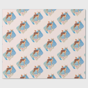 Cute Brown Waterverf Deer Rustic Elegance Cadeaupapier