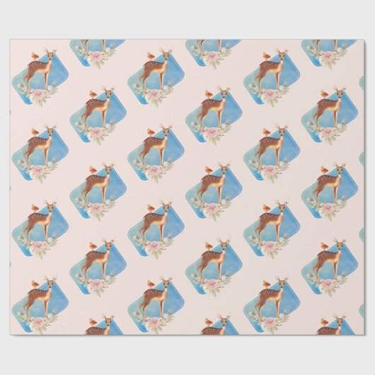 Cute Brown Waterverf Deer Rustic Elegance Cadeaupapier (Vlak)