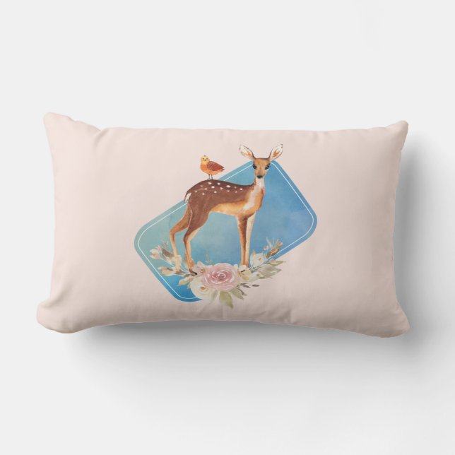 Cute Brown Waterverf Deer Rustic Elegance Kussen (Voorkant)