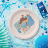 Cute Brown Waterverf Deer Rustic Elegance Papieren Bordje (Feest)