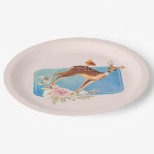 Cute Brown Waterverf Deer Rustic Elegance Papieren Bordje (Gekanteld)