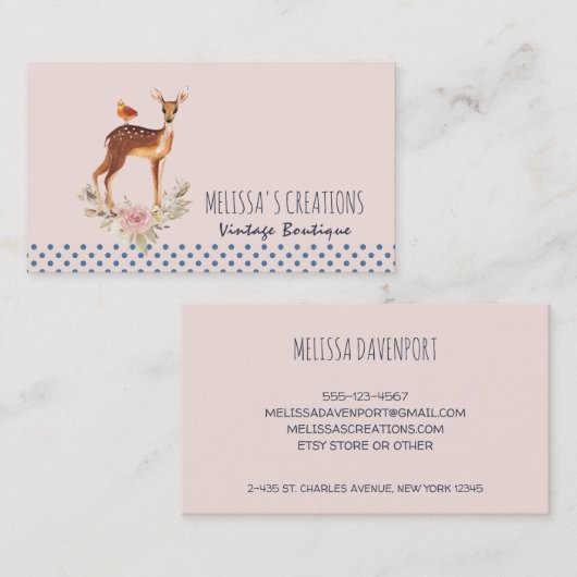 Cute Brown Waterverf Deer Rustic Elegance Visitekaartje (Voorkant / Achterkant)