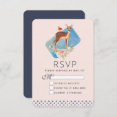 Cute Brown Waterverf Deer Rustic Elegance Wedding RSVP Kaartje (Voorkant / Achterkant)