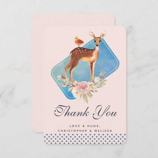 Cute Brown Waterverf Deer Rustic Hartelijk dank Bedankkaart (Voorkant / Achterkant)