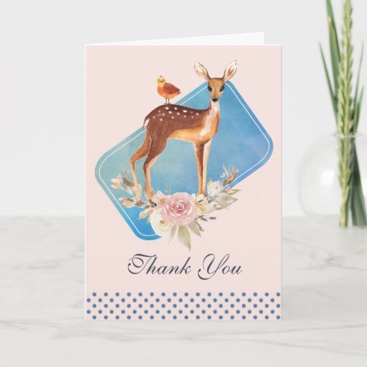 Cute Brown Waterverf Deer Rustic Hartelijk dank Kaart (Voorkant)
