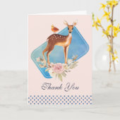 Cute Brown Waterverf Deer Rustic Hartelijk dank Kaart (Gele Bloem)