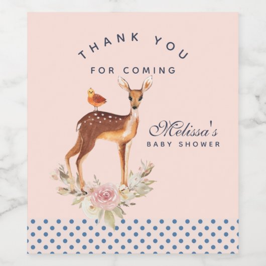 Cute Brown Waterverf Deer Rustic Hartelijk dank Wijn Etiket (Enkel label)