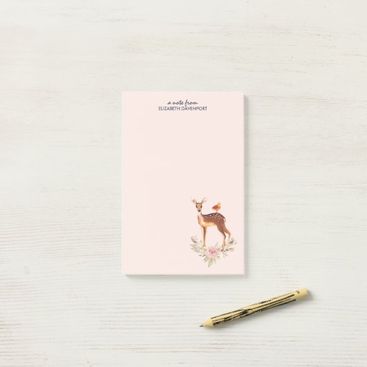 Cute Brown Waterverf Deer Rustic Post-it® Notes (Op bureau)