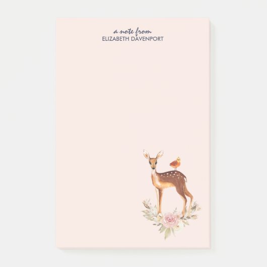 Cute Brown Waterverf Deer Rustic Post-it® Notes (Voorkant)
