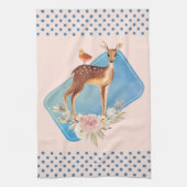 Cute Brown Waterverf Deer Rustic Theedoek (Verticaal)