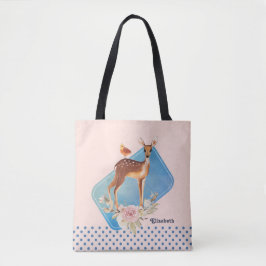 Cute Brown Waterverf Deer Rustic Tote Bag