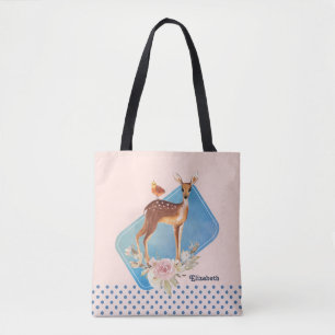 Cute Brown Waterverf Deer Rustic Tote Bag