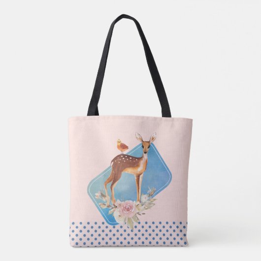 Cute Brown Waterverf Deer Rustic Tote Bag (Achterkant)