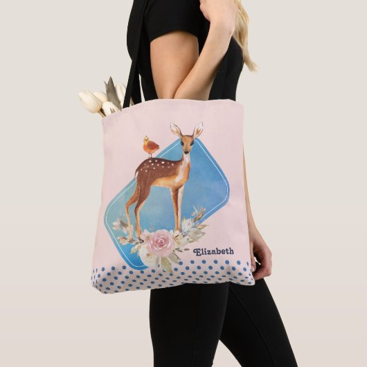 Cute Brown Waterverf Deer Rustic Tote Bag (Dichtbij)