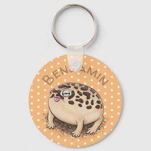 Cute brown woestijn rain frog cartoon illustration sleutelhanger