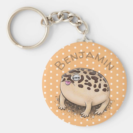 Cute brown woestijn rain frog cartoon illustration sleutelhanger (Voorkant)