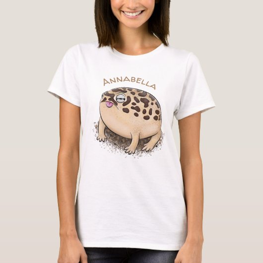 Cute brown woestijn rain frog cartoon illustration t-shirt (Voorkant)