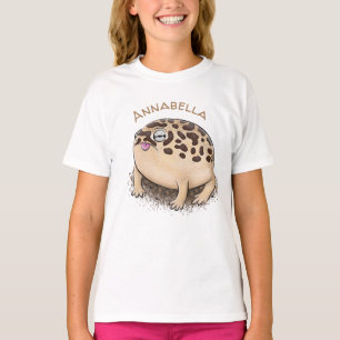 Cute brown woestijn rain frog cartoon illustration t-shirt