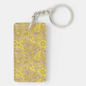 Cute brown yellow paisley Patroon Hoesje-Mate iPho Sleutelhanger (achterkant)