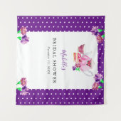 Cute Bruiloft Thee Feestje Paarse Achtergrond  Wandkleed (Voorkant (horizontaal))