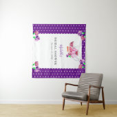 Cute Bruiloft Thee Feestje Paarse Achtergrond  Wandkleed (In Situ (horizontaal))