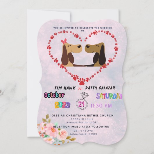 Cute bruiloft-uitnodiging kaart (Voorkant)