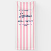 Cute Bruiloftsfeest Roze Gestreepte Welkom Spandoek (Verticaal)