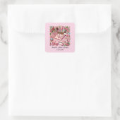 Cute Bruiloftsfeestje voeg datum toe Vierkante Sticker (Tas)