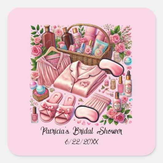Cute Bruiloftsfeestje voeg datum toe Vierkante Sticker (Voorkant)
